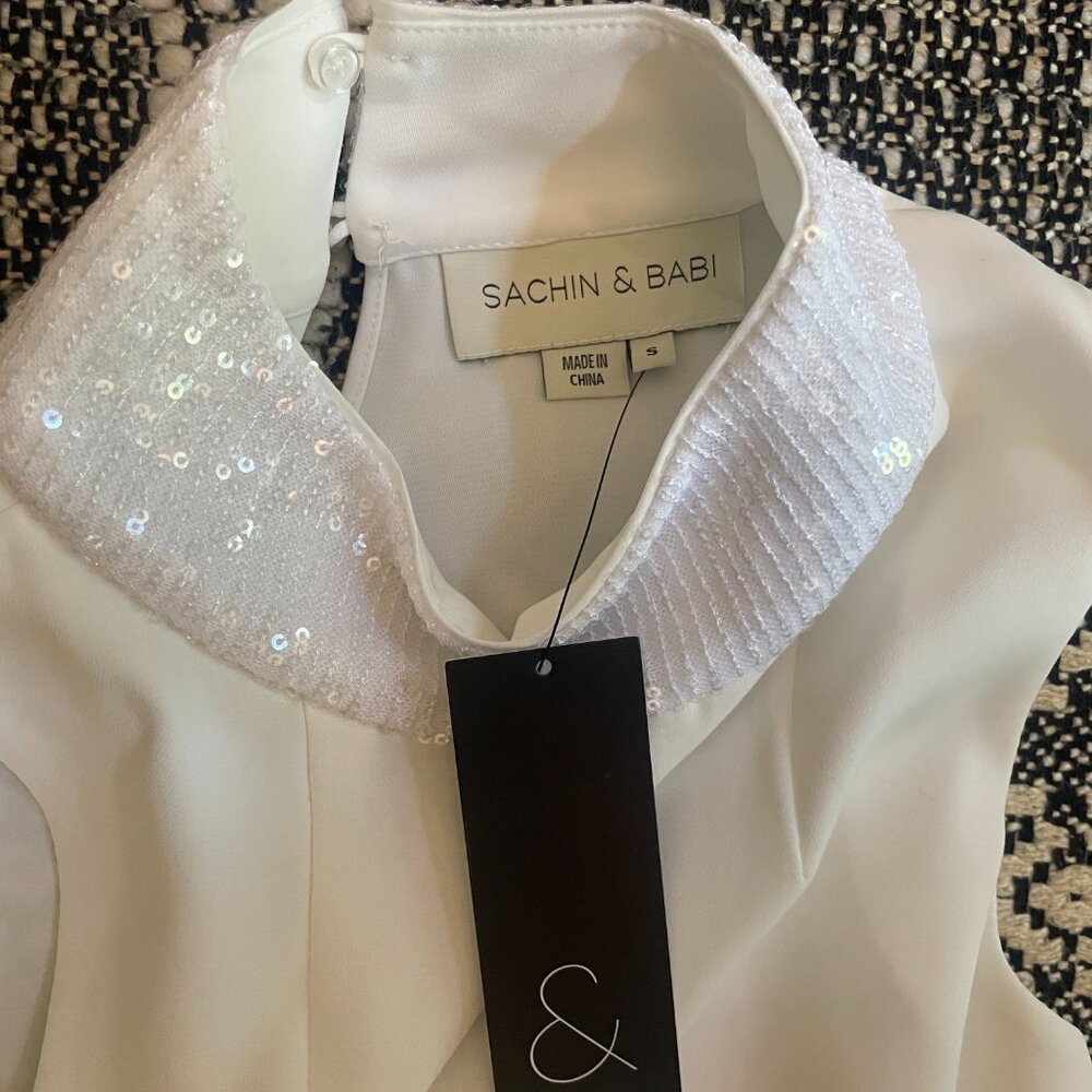 NWT Sachin + Babi "Keaton" Sequin Neck Sleeveless Blouse – Off-White – Small - Picture 4 of 10